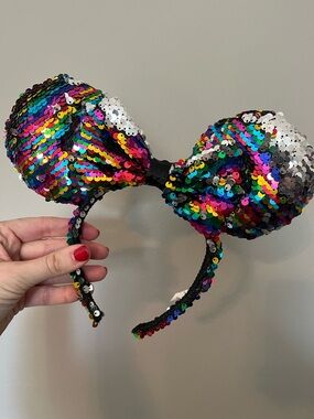 Disney Sequined Rainbow Minnie Ears Headband